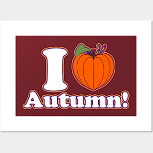 I [Love] Autumn! - Tricolored Outline Posters and Art